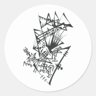 Pegatina Redonda 12 Arte Tribal Abstracto Blanco y Negro de Tatuaje
