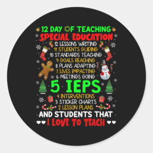 Pegatina Redonda 12 Días De Enseñanza De Educación Especial Ieps Sp