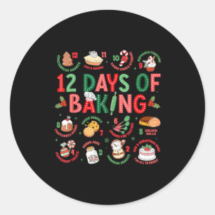 Pegatina Redonda 12 Días De Hornear Panadero Navidad Cocinar Chef R