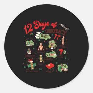 Pegatina Redonda 12 Días de la Navidad Quiropráctica Quiropráctico