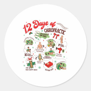 Pegatina Redonda 12 Días de la Navidad Quiropráctica Quiropráctico