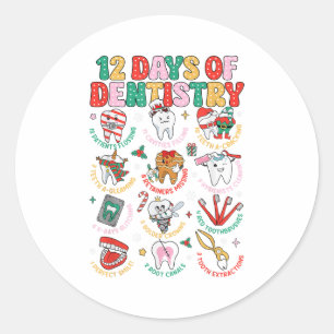 Pegatina Redonda 12 Días De Navidades De Odontología Dental Squad C