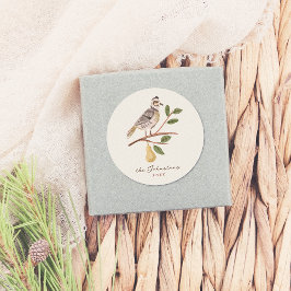 Pegatina Redonda 12 Días De Navidades Perdices En Un Árbol De Par