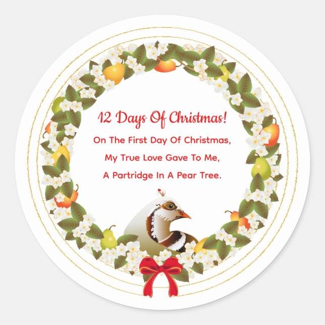 Pegatina Redonda 12 días de Navidades perdidos en un árbol perverso (Anverso)