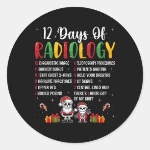 Pegatina Redonda 12 Días De Radiología Navidades Rad Tech Radio