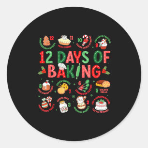 Pegatina Redonda 12 Días De Repostería Panadero Navidad Cocinero Ch