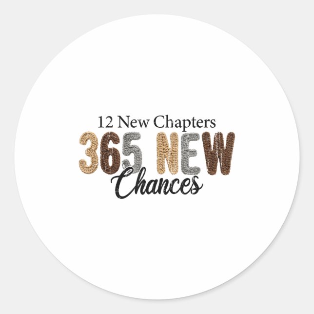 Pegatina Redonda 12 New Chapters 365 New Chances  (Anverso)