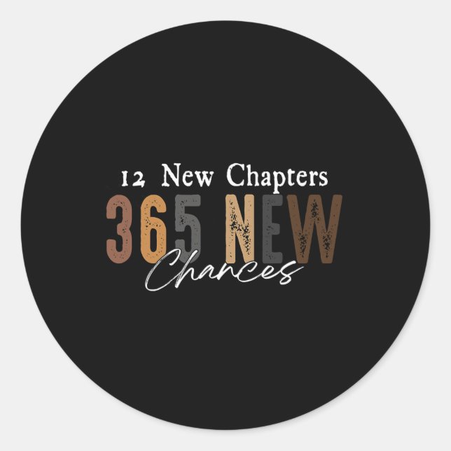 Pegatina Redonda 12 New Chapters 365 New Chances  (Anverso)