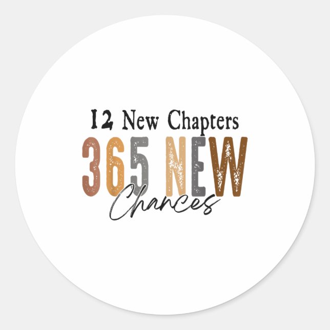 Pegatina Redonda 12 New Chapters 365 New Chances Family  (Anverso)