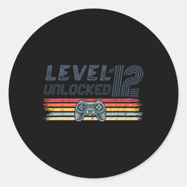 Pegatina Redonda 12 videojuegos desbloqueados 12º Jugador de cumple (Anverso)