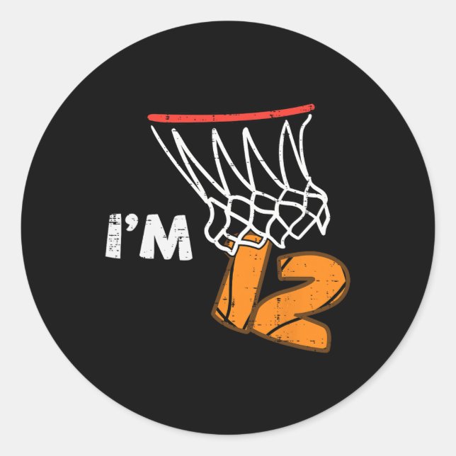 Pegatina Redonda 12th Birthday Sketll Im 12 Twelve Year Old Bday Bo (Anverso)