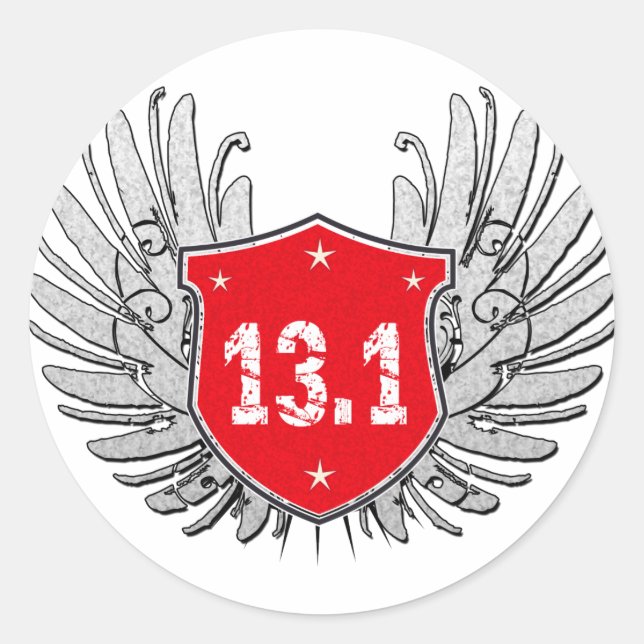 Pegatina Redonda 13.1 Escudo de media maratón (Anverso)
