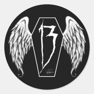 Pegatina Redonda 13 ataúdes