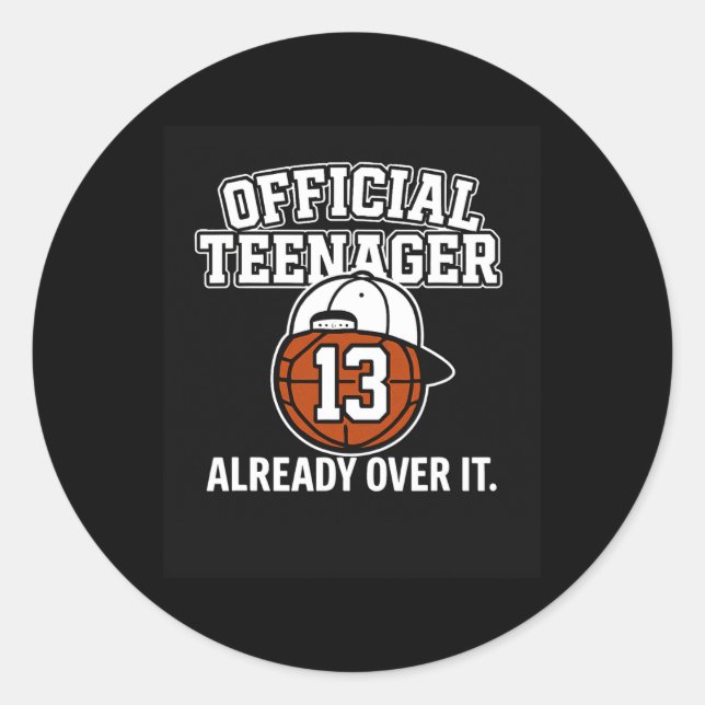 Pegatina Redonda 13th Birthday Official Teenager Funny Teen Sketll  (Anverso)