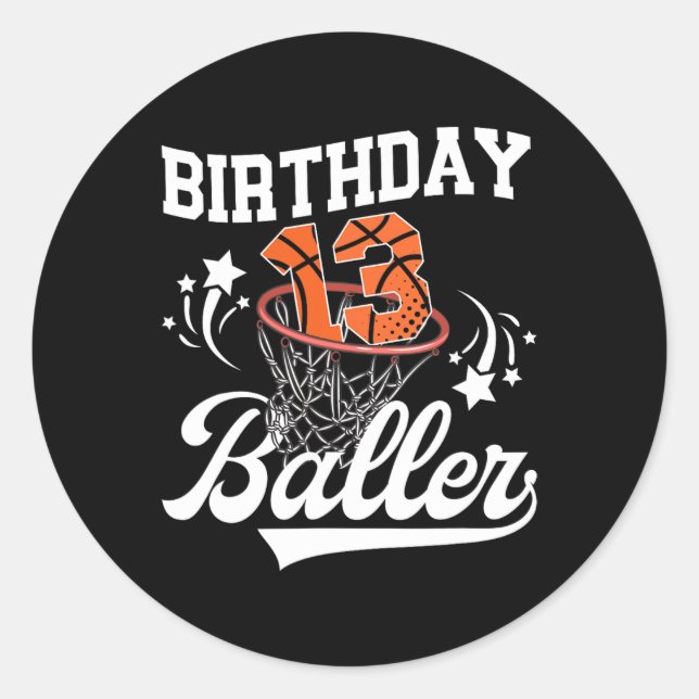 Pegatina Redonda 13th Sketll Birthday Thirteen Year Old Sketll Play (Anverso)