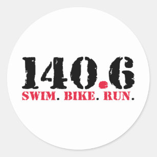 Pegatina Redonda 140,6 Funcionamiento de la bici de la nadada