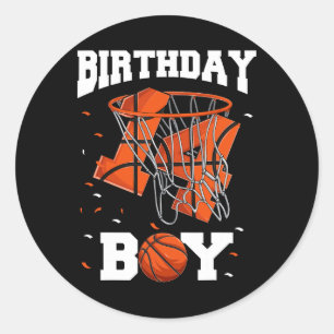 Pegatina Redonda 14.º cumpleaños de niños de baloncesto