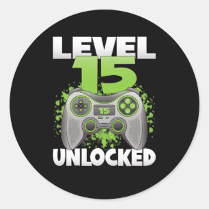 Pegatina Redonda 15 videojuegos desbloqueados 15º juego de jugador 