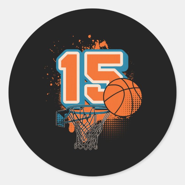 Pegatina Redonda 15th Birthday Boy Sketll Player Sketll 15 Years Ol (Anverso)