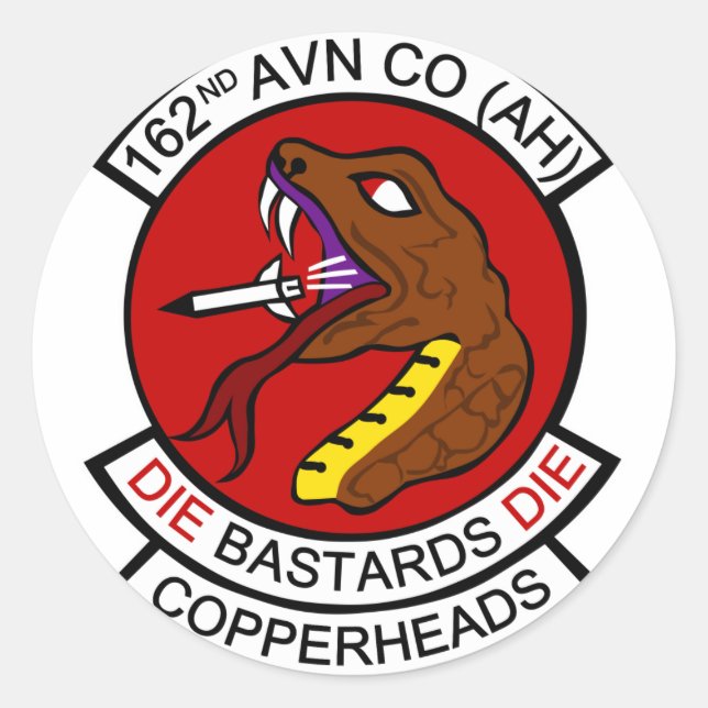Pegatina Redonda 162ª Avn Co. (AH) Copperheads (Anverso)