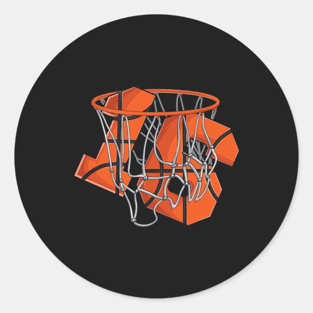 Pegatina Redonda 16.º cumpleaños de niños de baloncesto (Anverso)