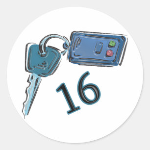 Pegatina Redonda 16.º regalo de cumpleaños