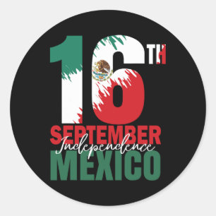 Pegatina Redonda 16 de septiembre Día de la Independencia Mexicana 
