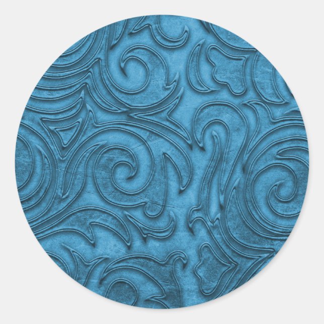 Pegatina Redonda 16 Opciones de color Damask Aspecto texturado (Anverso)