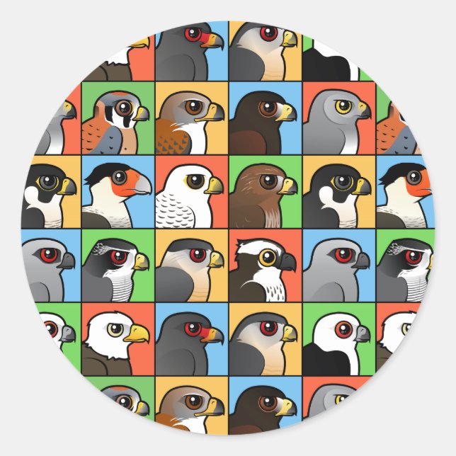 Pegatina Redonda 16 perfiles norteamericanos del rapaz (tejados) (Anverso)