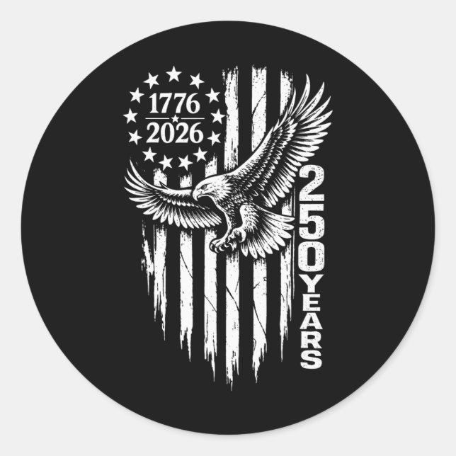 Pegatina Redonda 1776 2026 250 Años Águila Patriótica Bandera Ameri (Anverso)