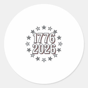 Pegatina Redonda 1776 2026 Estrellas Patrióticas Diseño Vectorial V