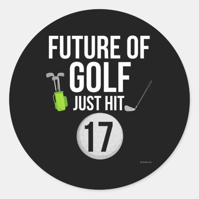 Pegatina Redonda 17.º Cumpleaños Golf T Shirt Gi (Anverso)