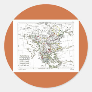Pegatina Redonda 1806 mapa - d'Europe de Turquie del La