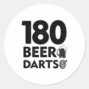 Pegatina Redonda 180 Días De Cerveza Y Dardos