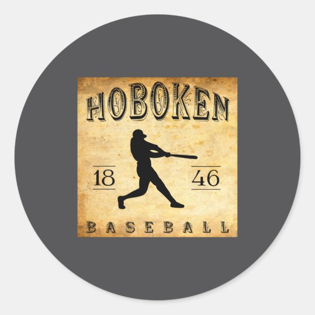 Pegatina Redonda 1846 Hoboken New Jersey Baseball  (Anverso)