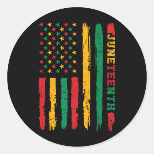 Pegatina Redonda 1865 Bandera del 18 de junio de la historia afroam