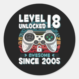 Pegatina Redonda 18 años Bday Son Boy Funny Gamer 18 años Bir