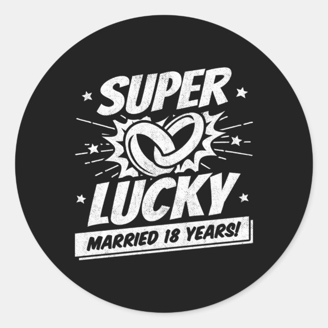 Pegatina Redonda 18 Años Casados 18º Aniversario Del Boda (Anverso)