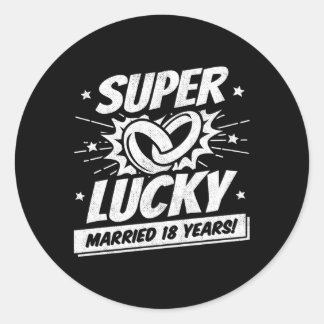Pegatina Redonda 18 Años Casados 18º Aniversario Del Boda