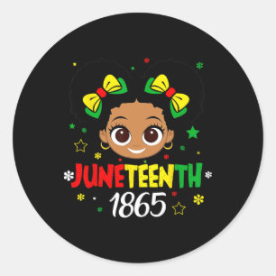Pegatina Redonda 18 de junio, celebrando a 1865 niños de Chicas neg