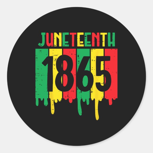 Pegatina Redonda 18 de junio de 1865 Drenar a los hombres afroameri (Anverso)