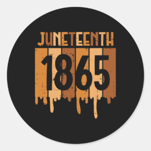 Pegatina Redonda 18 de junio de 1865 Melanin Drip Black Pride Men W