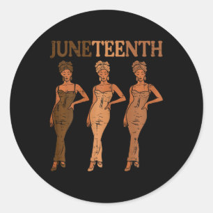 Pegatina Redonda 18 de junio Mujer Negra Vestida 1865 Melanin Mujer