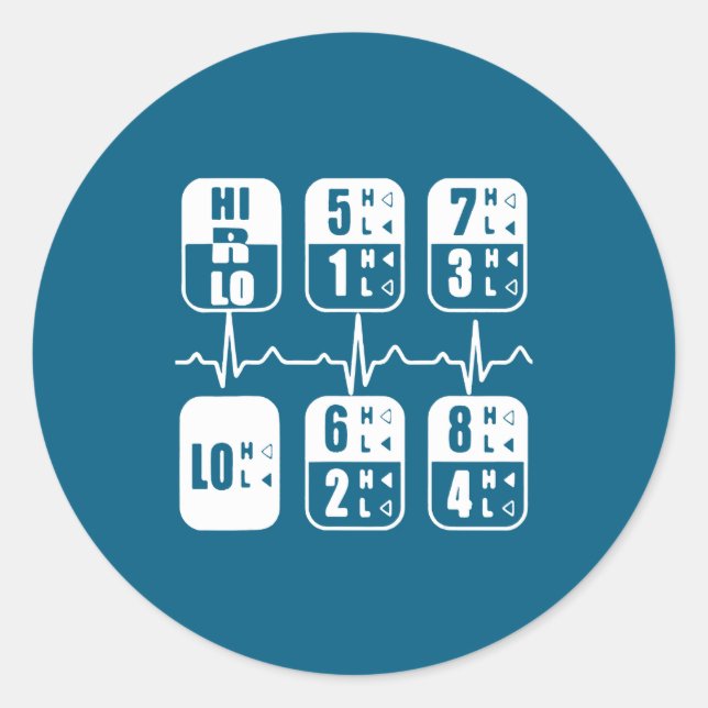 Pegatina Redonda 18 Speeds Shift Trucker Heartbeat Funny Truck  (Anverso)