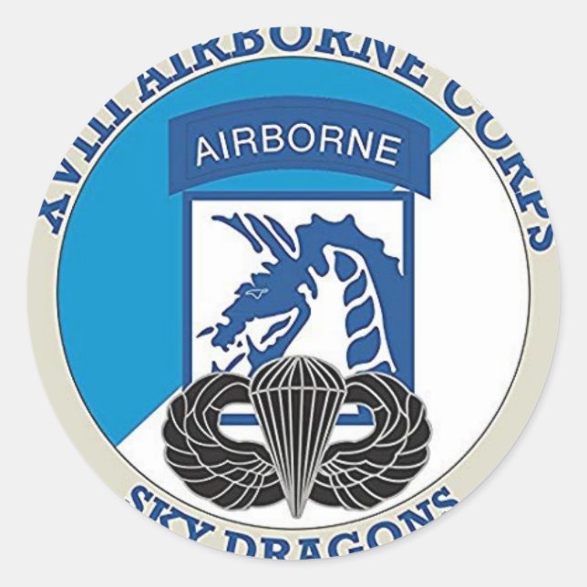 Pegatina Redonda 18th Airborne (Anverso)