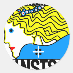 Pegatina Redonda 1908 Viena Art Nouveau Show Fair Maiden