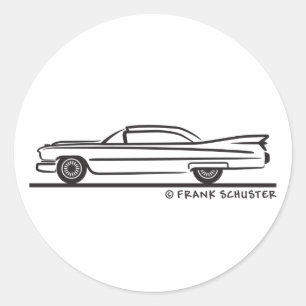 Pegatina Redonda 1959 Cadillac Coupe