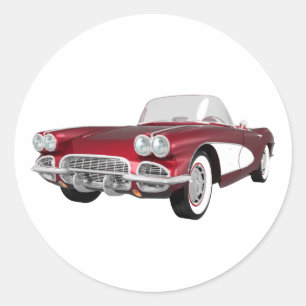 Pegatina Redonda 1961 Corvette C1: Candy Apple Finish: