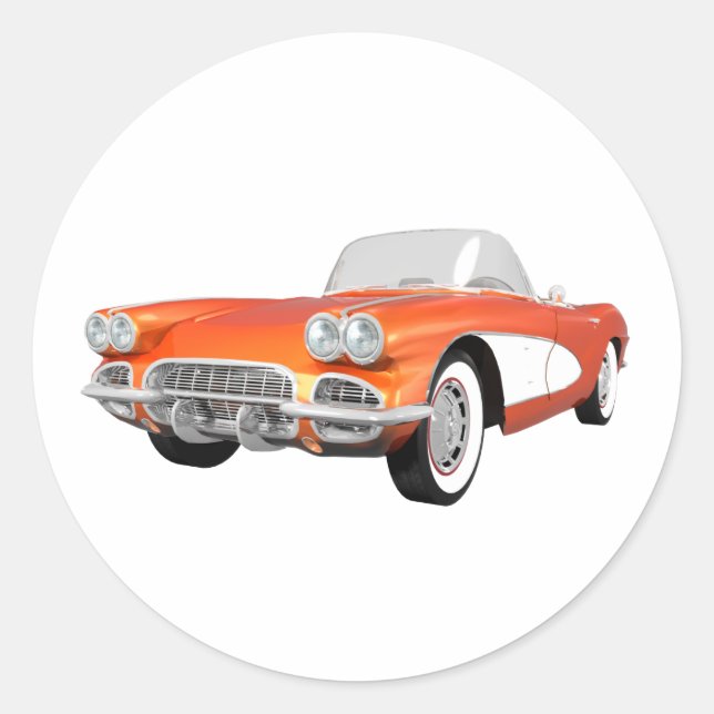 Pegatina Redonda 1961 Corvette C1: Naranja Finalización: (Anverso)