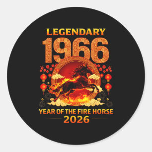 Pegatina Redonda 1966 Año Del Caballo De Fuego Cumpleaños 60 Chino 